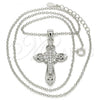 Sterling Silver Pendant Necklace, Cross Design, with White Cubic Zirconia, Polished, Rhodium Finish, 04.336.0116.16