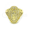 Oro Laminado Elegant Ring, Gold Filled Style Guadalupe Design, Polished, Golden Finish, 01.380.0023.09