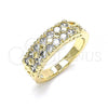 Oro Laminado Multi Stone Ring, Gold Filled Style with White Cubic Zirconia, Polished, Golden Finish, 01.346.0023.09