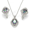 Sterling Silver Earring and Pendant Adult Set, with  Cubic Zirconia and White Micro Pave, Polished, Rhodium Finish, 10.186.0024