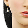 Oro Laminado Dangle Earring, Gold Filled Style Ball Design, with Ivory Pearl, Polished, Golden Finish, 02.213.0723