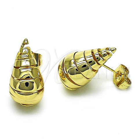 Oro Laminado Stud Earring, Gold Filled Style Teardrop and Twist Design, Polished, Golden Finish, 02.195.0263