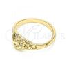 Oro Laminado Elegant Ring, Gold Filled Style Heart Design, Diamond Cutting Finish, Golden Finish, 01.63.0558.07 (Size 7)