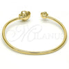 Oro Laminado Individual Bangle, Gold Filled Style Flower Design, with Tanzanite and Aurore Boreale Swarovski Crystals, Polished, Golden Finish, 07.239.0011.8 (02 MM Thickness, One size fits all)