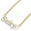 Oro Laminado Pendant Necklace, Gold Filled Style Nameplate Design, Polished, Golden Finish, 04.63.1389.18