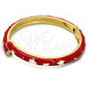 Oro Laminado Individual Bangle, Gold Filled Style Star and Moon Design, Red Enamel Finish, Golden Finish, 07.246.0005.5.05 (07 MM Thickness, Size 5 - 2.50 Diameter)