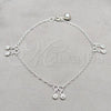 Sterling Silver Fancy Anklet, Sun Design, Polished, Silver Finish, 03.409.0086.10