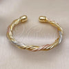 Oro Laminado Individual Bangle, Gold Filled Style and Hollow Polished, Tricolor, 07.170.0065
