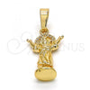 Oro Laminado Religious Pendant, Gold Filled Style Divino Niño Design, with White Micro Pave, Polished, Golden Finish, 05.100.0001