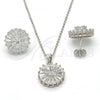 Sterling Silver Earring and Pendant Adult Set, with White Cubic Zirconia, Polished, Rhodium Finish, 10.174.0269