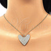 Oro Laminado Pendant Necklace, Gold Filled Style Heart Design, with White Micro Pave, Polished, Golden Finish, 04.156.0202.20