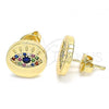 Oro Laminado Stud Earring, Gold Filled Style with Multicolor Micro Pave, Polished, Golden Finish, 02.156.0444.2