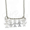Rhodium Plated Pendant Necklace, Little Boy and Little Girl Design, Polished, Rhodium Finish, 04.106.0014.1.20