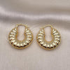 Oro Laminado Medium Hoop, Gold Filled Style Chunky Design, Diamond Cutting Finish, Golden Finish, 02.163.0286.30