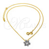 Oro Laminado Pendant Necklace, Gold Filled Style Star of David Design, Matte Finish, Two Tone, 04.09.0042.18