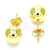 Oro Laminado Stud Earring, Gold Filled Style Ball Design, Polished, Golden Finish, 5.128.013