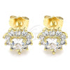 Oro Laminado Stud Earring, Gold Filled Style Heart Design, with White Cubic Zirconia, Polished, Golden Finish, 02.346.0004.2