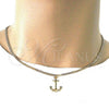 Oro Laminado Earring and Pendant Children Set, Gold Filled Style Anchor Design, Polished, Golden Finish, 06.63.0230