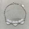 Sterling Silver Fancy Bracelet, Heart Design, with White Cubic Zirconia, Polished, Silver Finish, 03.398.0004.07