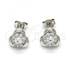 Sterling Silver Stud Earring, with White Cubic Zirconia, Polished, Rhodium Finish, 02.285.0013