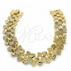 Oro Laminado Fancy Bracelet, Gold Filled Style Heart Design, Matte Finish, Golden Finish, 03.233.0012.07