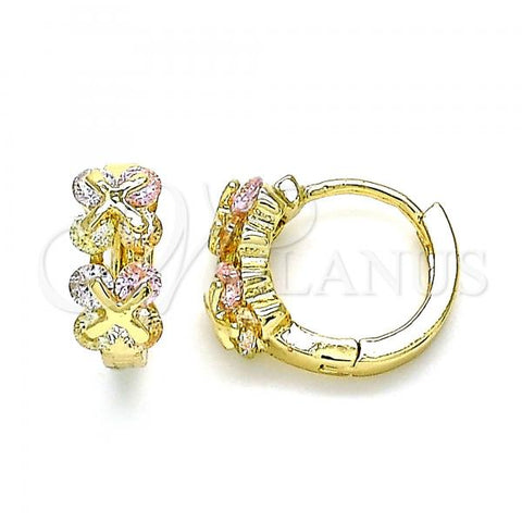 Oro Laminado Huggie Hoop, Gold Filled Style with Multicolor Cubic Zirconia, Polished, Golden Finish, 02.210.0559.3.12