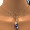 Oro Laminado Pendant Necklace, Gold Filled Style Teardrop and Rolo Design, with Heliotrope and Aurore Boreale Swarovski Crystals, Polished, Golden Finish, 04.239.0037.5.16