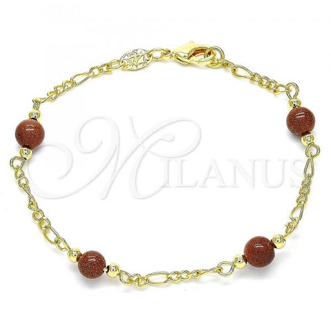 Oro Laminado Fancy Bracelet, Gold Filled Style Ball Design, Polished, Golden Finish, 04.63.1410.08