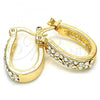 Oro Laminado Small Hoop, Gold Filled Style with White Crystal, Polished, Golden Finish, 02.100.0095.12