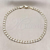 Oro Laminado Basic Anklet, Gold Filled Style Curb Design, Polished, Golden Finish, 5.222.005.10