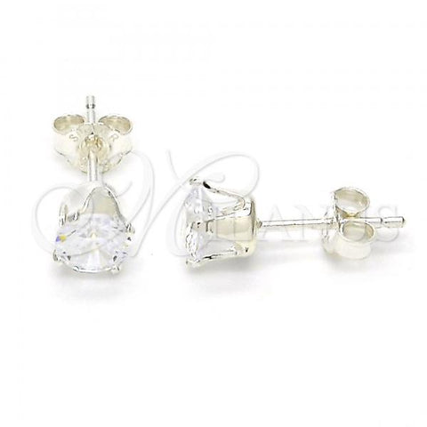 Sterling Silver Stud Earring, with White Cubic Zirconia, Polished, Silver Finish, 02.63.2606