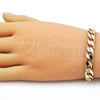 Oro Laminado Basic Bracelet, Gold Filled Style Curb Design, Polished, Golden Finish, 04.213.0299.08