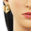 Oro Laminado Stud Earring, Gold Filled Style Heart Design, Polished, Golden Finish, 02.282.0022