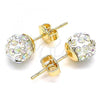 Oro Laminado Stud Earring, Gold Filled Style with Aurore Boreale Crystal, Polished, Golden Finish, 02.63.2707.3