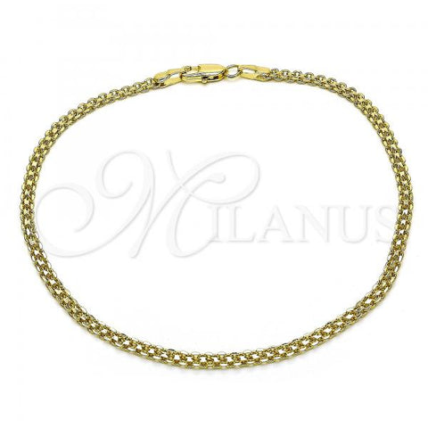 Oro Laminado Basic Anklet, Gold Filled Style Bismark Design, Polished, Golden Finish, 04.213.0262.10