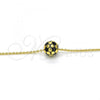 Oro Laminado Pendant Necklace, Gold Filled Style Ball Design, Black Enamel Finish, Golden Finish, 04.313.0004.1.18
