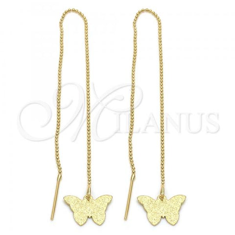 Oro Laminado Threader Earring, Gold Filled Style Butterfly Design, Golden Finish, 5.114.009