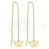 Oro Laminado Threader Earring, Gold Filled Style Butterfly Design, Golden Finish, 5.114.009