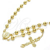 Oro Laminado Medium Rosary, Gold Filled Style San Benito and Crucifix Design, Polished, Golden Finish, 09.213.0013.28