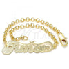Oro Laminado Fancy Bracelet, Gold Filled Style Nameplate Design, Polished, Golden Finish, 03.63.1983.08