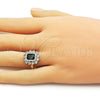 Oro Laminado Multi Stone Ring, Gold Filled Style Cluster Design, with Green and White Cubic Zirconia, Polished, Golden Finish, 01.196.0032