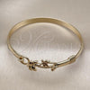 Oro Laminado Individual Bangle, Gold Filled Style Tree and Bird Design, Polished, Golden Finish, 07.192.0038.04