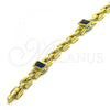 Oro Laminado Fancy Bracelet, Gold Filled Style with Sapphire Blue Cubic Zirconia, Polished, Golden Finish, 03.341.0202.2.08