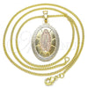 Oro Laminado Pendant Necklace, Gold Filled Style Guadalupe Design, Polished, Tricolor, 04.106.0050.20
