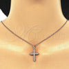 Sterling Silver Pendant Necklace, Cross Design, with White Micro Pave, Polished, Rose Gold Finish, 04.336.0125.1.16