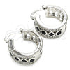 Rhodium Plated Small Hoop, with Black and White Cubic Zirconia, Polished, Rhodium Finish, 02.210.0284.8.20