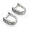 Sterling Silver Huggie Hoop, with White Micro Pave, Polished, Rhodium Finish, 02.175.0046.15