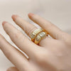 Oro Laminado Multi Stone Ring, Gold Filled Style with White Micro Pave, Polished, Golden Finish, 01.428.0005