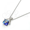 Rhodium Plated Pendant Necklace, with Bermuda Blue Swarovski Crystals and White Micro Pave, Polished, Rhodium Finish, 04.239.0023.2.16