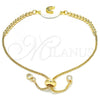 Oro Laminado Adjustable Bolo Bracelet, Gold Filled Style Moon Design, with Multicolor Cubic Zirconia, Polished, Golden Finish, 03.63.2119.10